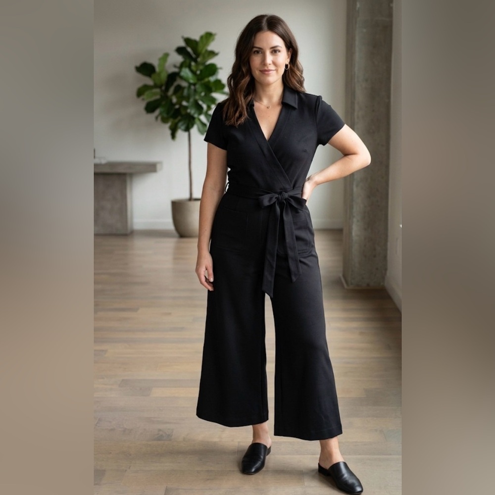 Anthropologie Black Wide-Leg Jumpsuit with Tie Waist
